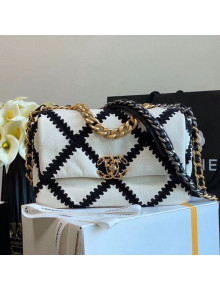 Chanel Crochet Quilted Calfskin 19 Flap Bag AS1160 White 2020