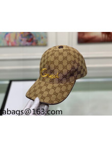 Gucci Embroidered GG Canvas Baseball Hat Beige 02 2021
