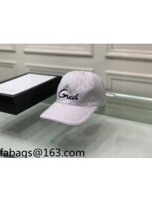 Gucci Embroidered GG Canvas Baseball Hat White 02 2021