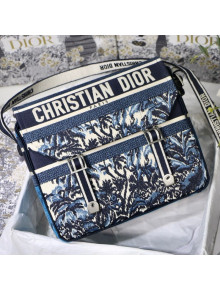 Dior Diorcamp Messenger Bag in Blue Dior Palms Embroidery 2021