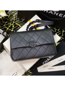 Chanel Matte Grained Calfskin Flap Bag AS2303 All Black 2020  