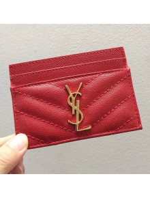 Saint Laurent Card Case in Textured Matelasse Leather 423291 Red