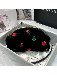 Chanel Velvet Stones Evening Clutch with Chain AS2137 Black 2020