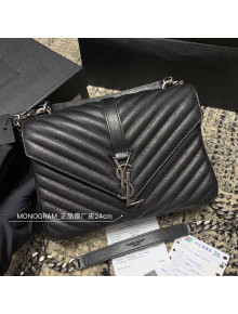 Saint Laurent Medium Monogram College Bag in Vintage Leather 428056 Black/Silver