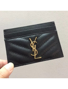 Saint Laurent Card Case in Textured Matelasse Leather 423291 Black