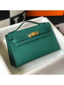 Hermes Kelly Mini Pouchette Bag 22cm in Epsom Leather Dark Green/Gold 2020