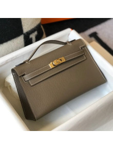 Hermes Kelly Mini Pouchette Bag 22cm in Epsom Leather Elephant Grey/Gold 2020