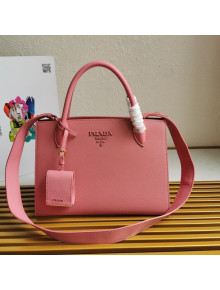 Prada Medium Saffiano Leather Monochrome Top Handle Bag 1BA155 Pink 2021
