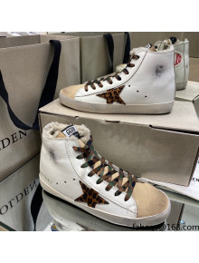 Golden Goose Francy Sneakers in White Leather and Beige Suede with Shearling Lining 2021