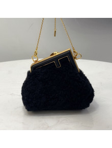 Fendi First Nano Bag Charm in Wool Sheepskin Black 2021 80018S