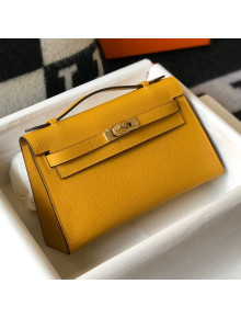 Hermes Kelly Mini Pouchette Bag 22cm in Epsom Leather Yellow/Gold 2020