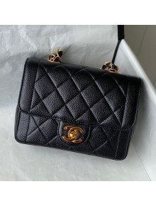 Chanel Grained Calfskin Square Mini Flap Bag AS2309 Black 2021
