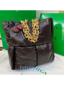 Bottega Veneta The Chain Tote Bag in Padded Woven Calfskin Dark Brown 2020