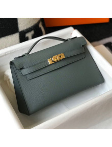 Hermes Kelly Mini Pouchette Bag 22cm in Epsom Leather Dusty Green/Gold 2020