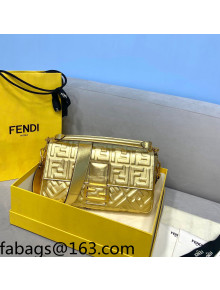 Fendi Baguette Large FF Logo Lambskin Flap Bag Yellow Gold 2022