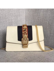 Gucci Sylvie Leather Mini Chain Bag 494646 White 2018