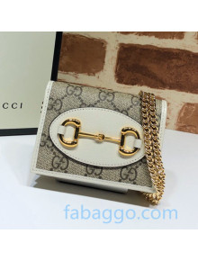 Gucci GG Canvas Card Case Wallet With Chain WOC 623180 White 2020