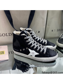 Golden Goose Francy Sneakers in Black Suede with Shearling Lining 2021