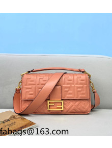 Fendi Baguette Large FF Logo Lambskin Flap Bag Shrimp Pink 2022