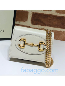 Gucci Leather Card Case Wallet With Chain WOC 623180 White 2020