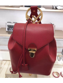 Fendi Grained Leather Backpack Red 2018