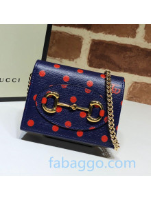 Gucci Dotted Leather Card Case Wallet With Chain WOC 623180 Blue 2020