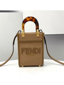 Fendi Mini Sunshine Shopper Bag in Brown Flannel 2021 8513