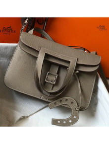 Hermes Halzan Togo Calfskin Leather Bag Dove Grey 2021