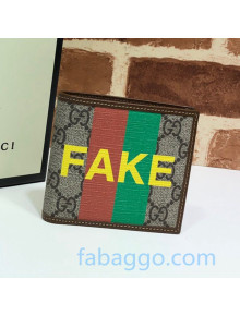 Gucci 'Fake/Not' Print Billfold Wallet 636166 Beige 2020