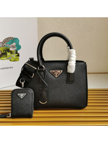 Prada Saffiano Leather Top Handle Bag 1BA296 Black/Silver 2021