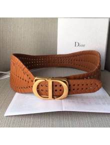 Dior Perforated Calfskin Corset Belt with CD Buckle Brown 2019