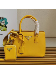 Prada Saffiano Leather Top Handle Bag 1BA296 Yellow 2021