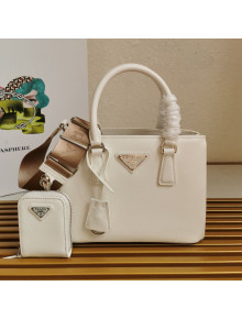Prada Saffiano Leather Top Handle Bag 1BA296 White 2021