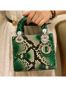 Dior Mini Lady Dior Bag in Python Leather Green 2021