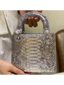 Dior Mini Lady Dior Bag in Python Leather Silver/Violet 2021