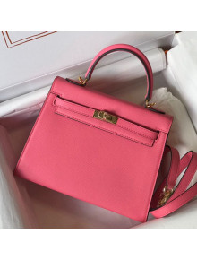 Hermes Kelly 25cm Top Handle Bag in Epsom Leather Lipstick Pink 2021