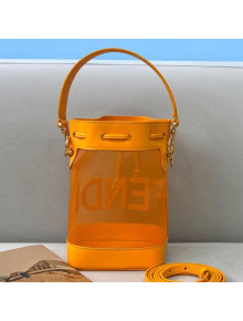 Fendi Mon Tresor Mini Bucket Bag in Orange Leather and Mesh 2021