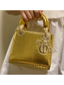 Dior Mini Lady Dior Bag in Python Leather Gold 2021