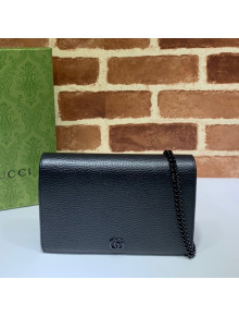 Gucci GG Marmont Leather Chain Wallet ‎497985 Black 2021 