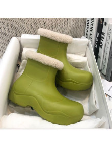 Bottega Veneta The Puddle Rubber Wool Short Boots Green 2020