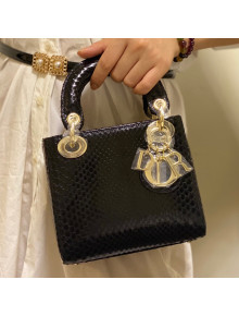 Dior Mini Lady Dior Bag in Python Leather Black 2021