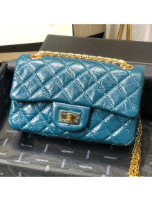 Chanel Quilted Aged Calfskin Small 2.55 Flap Bag A37586 Blue 2019