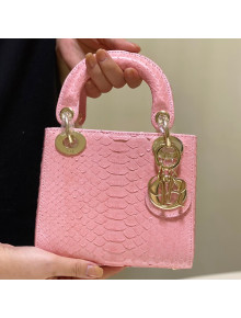 Dior Mini Lady Dior Bag in Python Leather Pink 2021