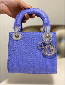 Dior Mini Lady Dior Bag in Python Leather  Blue-violet 2021