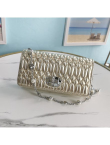 Miu Miu Crystal Cloque Nappa Leather Mini Bag 5DH044 Light Gold 2021