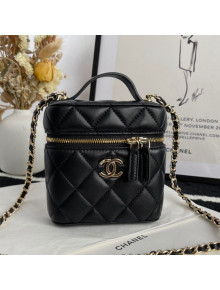 Chanel Lambskin Vanity Case Clutch with Chain Black 2021