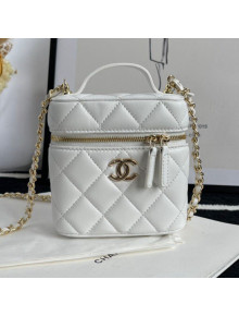Chanel Lambskin Vanity Case Clutch with Chain White 2021