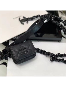 Chanel Quilted Grained Calfskin Chain Belt Bag/Airpods Pro Holder AP1956 Black 2021