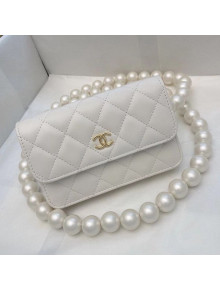 Chanel Quilted Lambskin Waist Bag/Clutch with Chain AP1898 White 2020 TOP