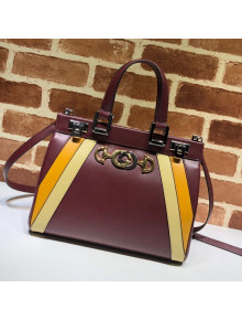Gucci Zumi Web Leather Small Top Handle Bag 569712 Burgundy 2019